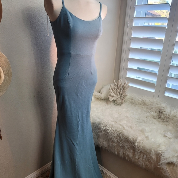 DRESS THE POPULATION SEA BREEZE SKY BLUE JODI EVENING MERMAID GOWN WOMEN… - Picture 15 of 16